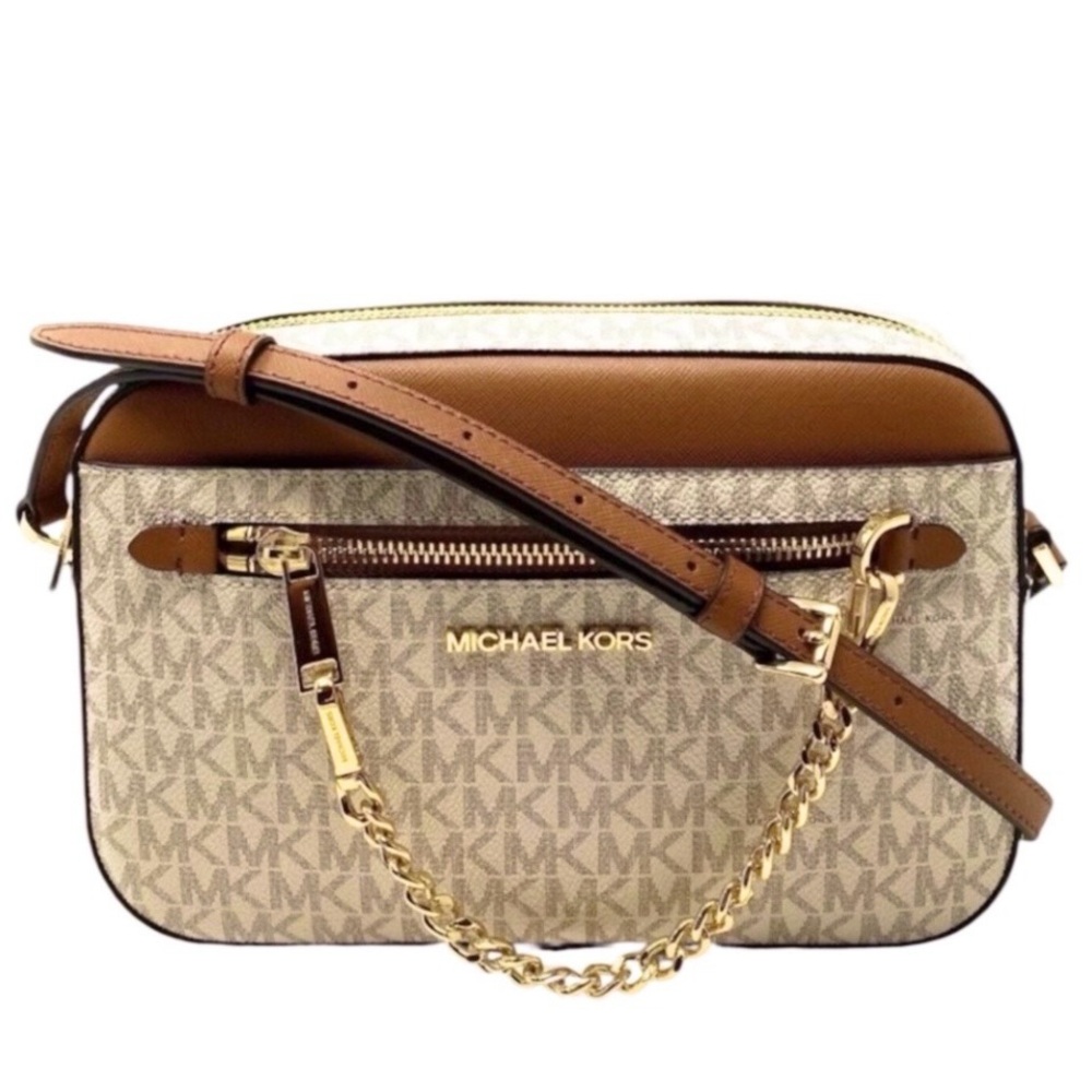 Michael Kors NWT Signature Brown and Cream Crossbody Bag